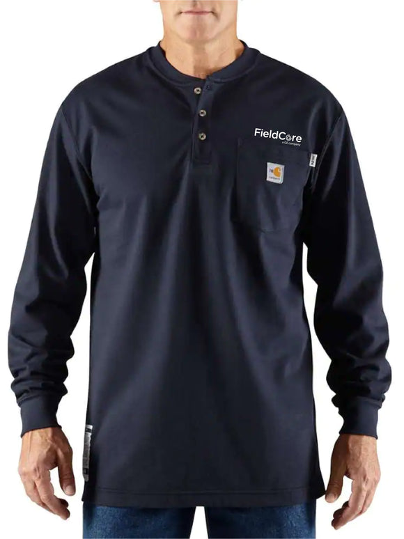 MEN'S CARHARTT FLAME RESISTANT FORCE COTTON LONG SLEEVE HENLEY TSHIRT